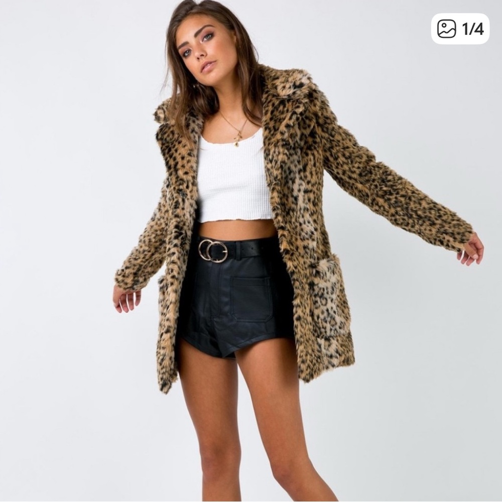 Leopard Print Faux Fur Coat